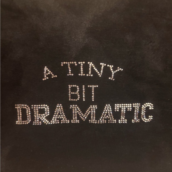 Black Rhinestone 'A Tiny Bit Dramatic' Cropped Tank Top - Picture 4 of 5